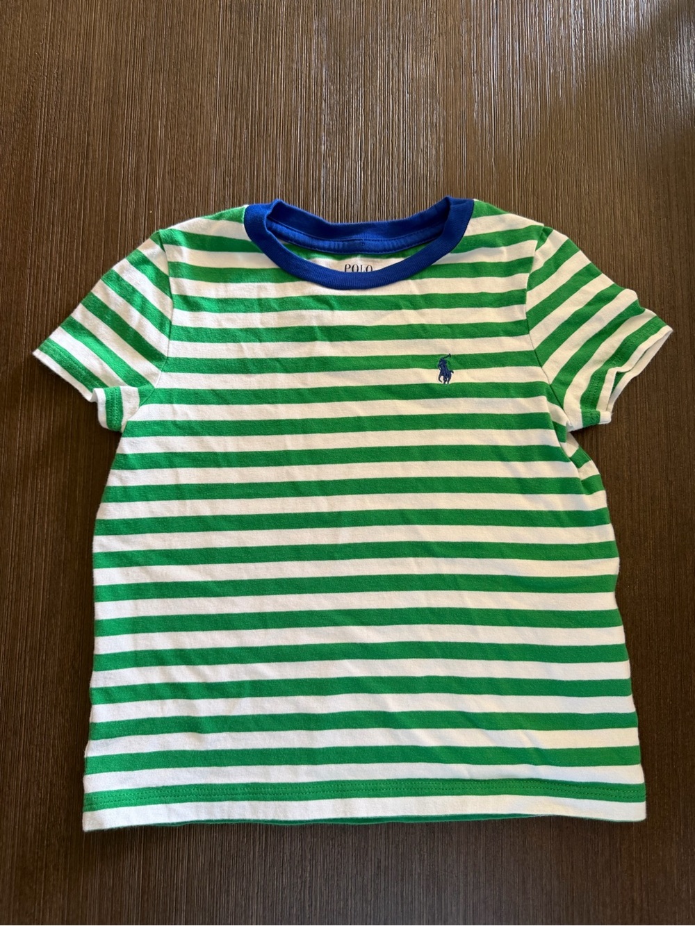 Polo by Ralph Lauren Green & White Stripe Tee with Blue Collar